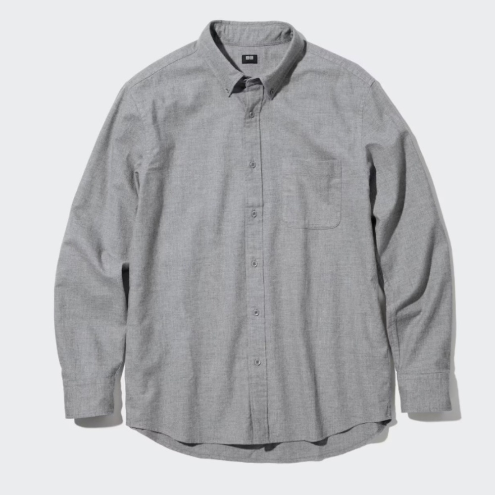 UNIQLO Grey Flannel Button Up